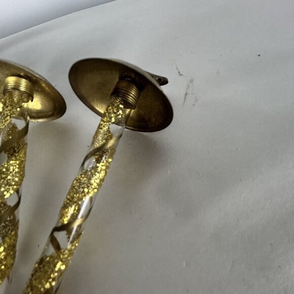 Set - 4 Hand Blown Glass Christmas Tree Candle Ornaments Gold Swirl Clipon Italy - Picture 6 of 9